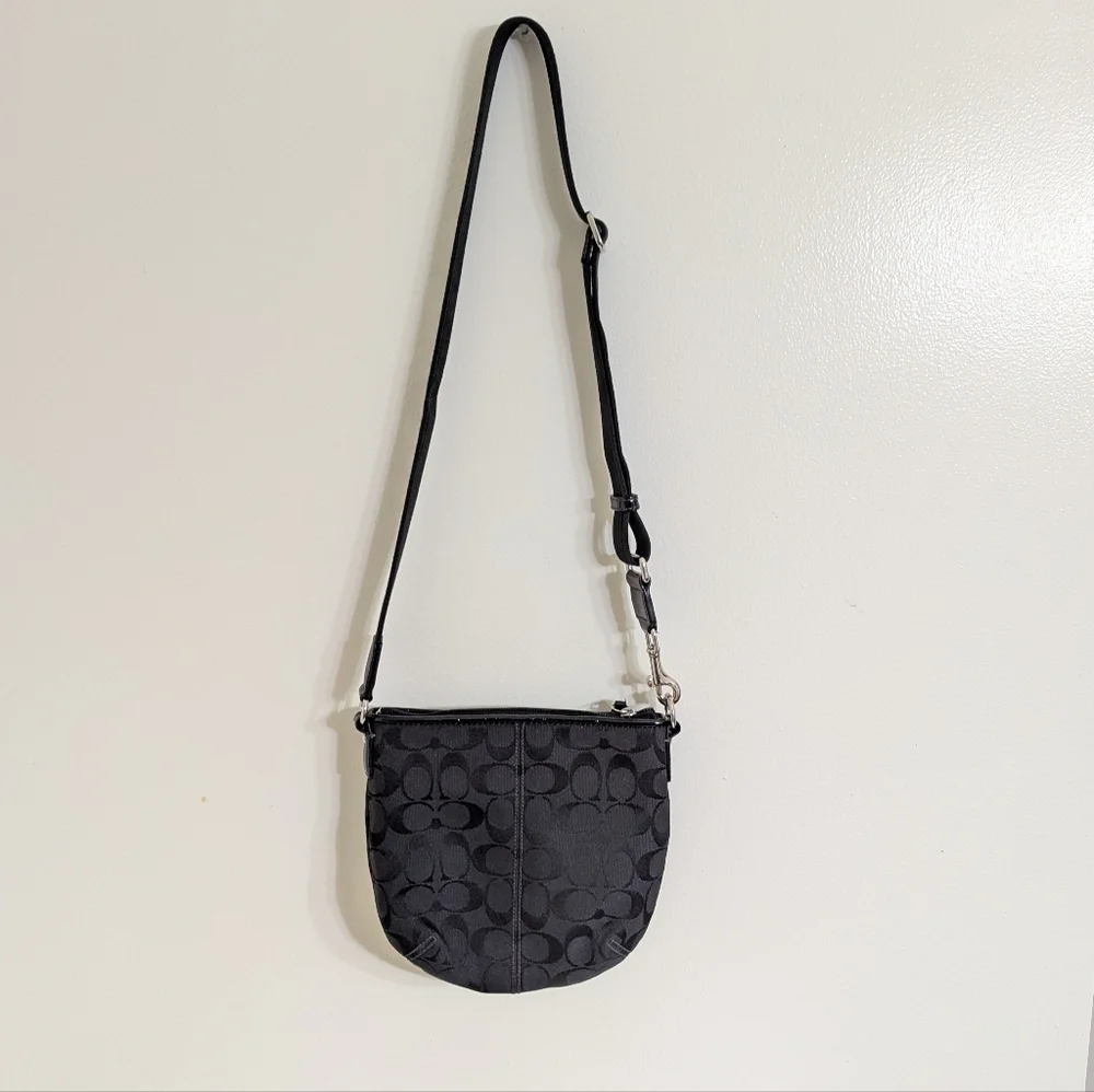 Like New Coach Signature Jacquard Crossbody‎ in Black